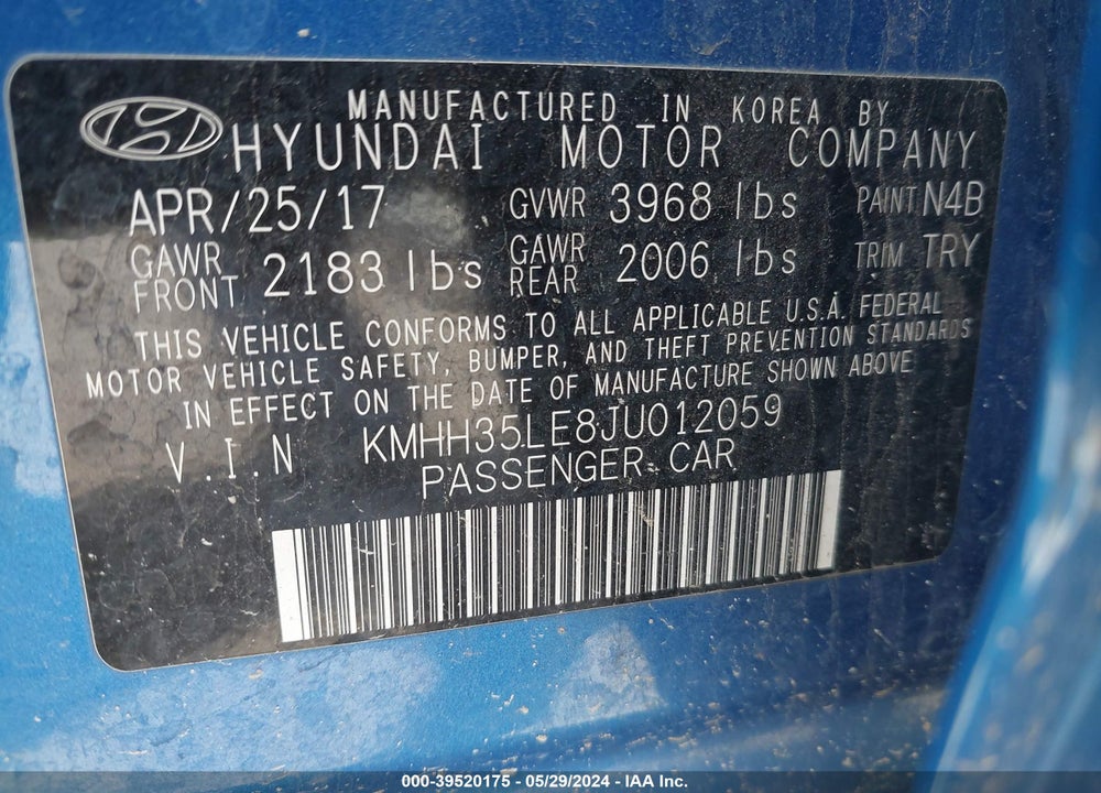 2018 HYUNDAI ELANTRA GT VIN: KMHH35LE8JU012059