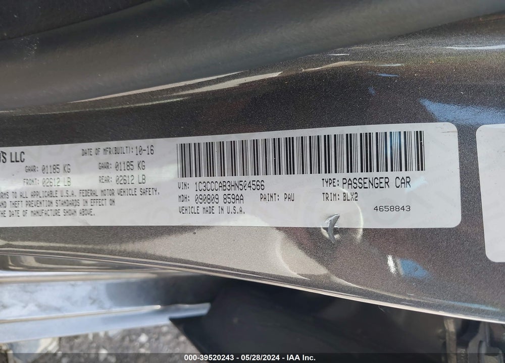2017 CHRYSLER 200 LIMITED PLATINUM VIN: 1C3CCCAB3HN504566
