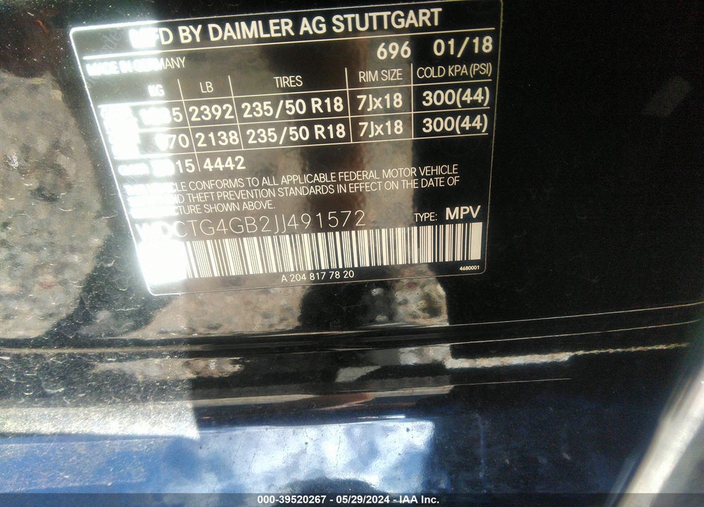 2018 MERCEDES-BENZ GLA 250 4MATIC VIN: WDCTG4GB2JJ491572