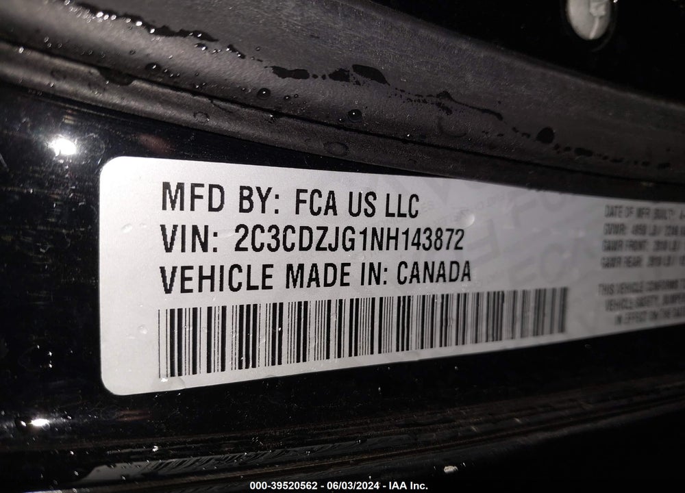 2022 DODGE CHALLENGER GT VIN: 2C3CDZJG1NH143872