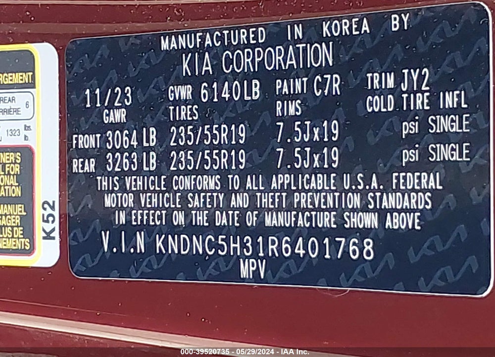 2024 KIA CARNIVAL MPV EX VIN: KNDNC5H31R6401768