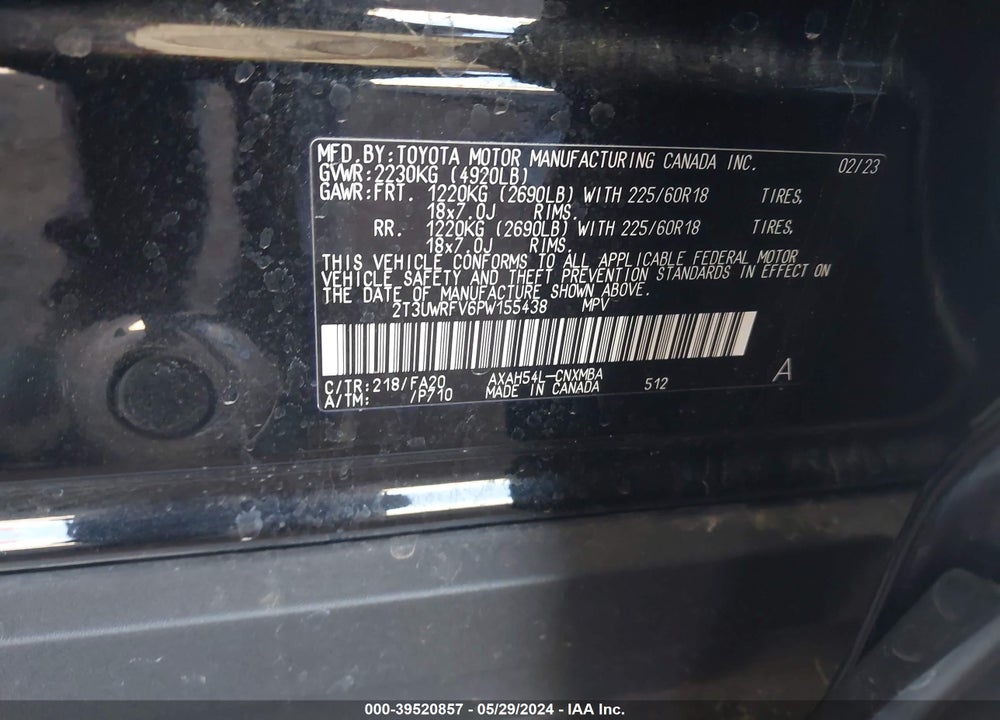 2023 TOYOTA RAV4 WOODLAND EDITION HYBRID VIN: 2T3UWRFV6PW155438