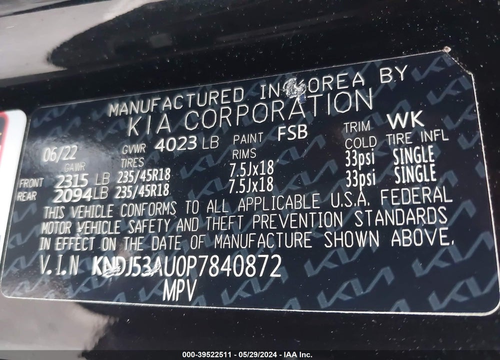 2023 KIA SOUL GT LINE VIN: KNDJ53AU0P7840872