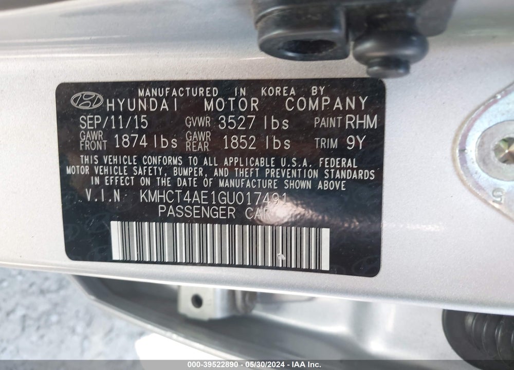 2016 HYUNDAI ACCENT SE VIN: KMHCT4AE1GU017491