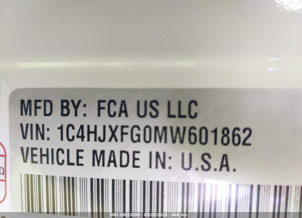 2021 JEEP WRANGLER UNLIMITED RUBICON 4X4 VIN: 1C4HJXFG0MW601862