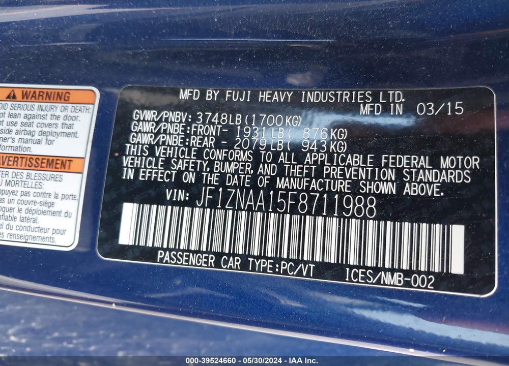 2015 SCION FR-S VIN: JF1ZNAA15F8711988