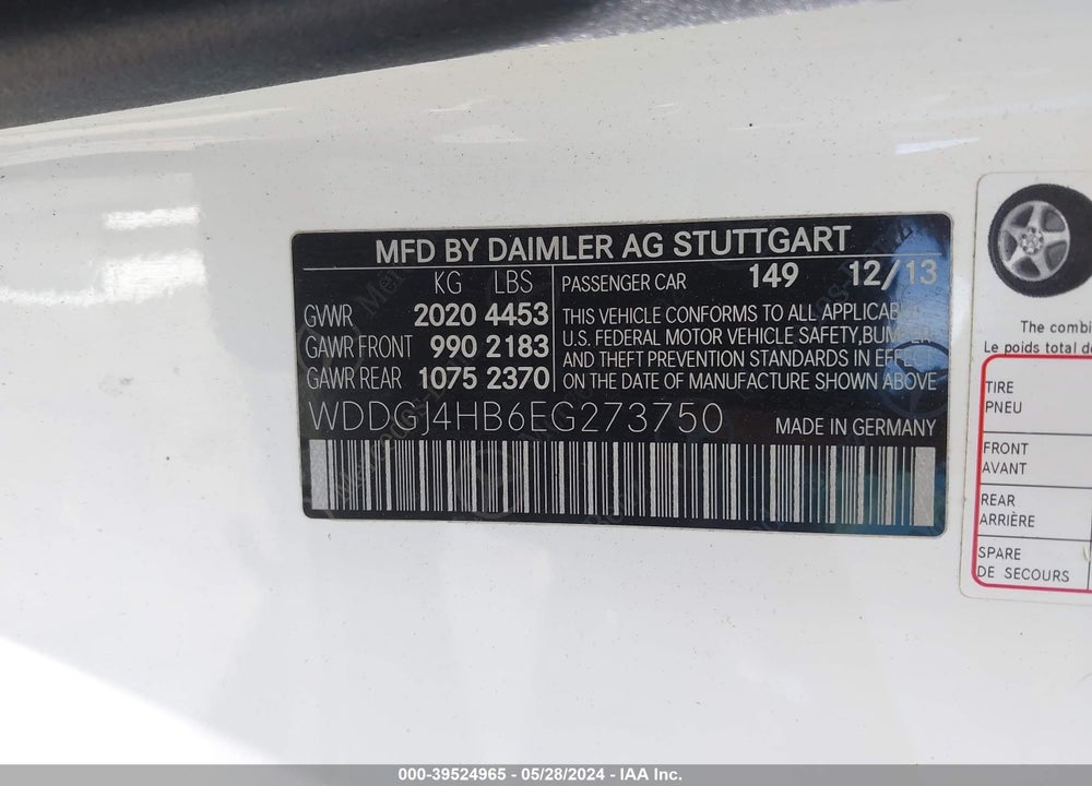 2014 MERCEDES-BENZ C 250 VIN: WDDGJ4HB6EG273750