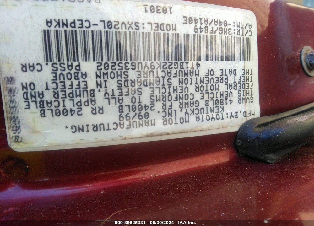 2000 TOYOTA CAMRY LE VIN: 4T1BG22K9YU635202