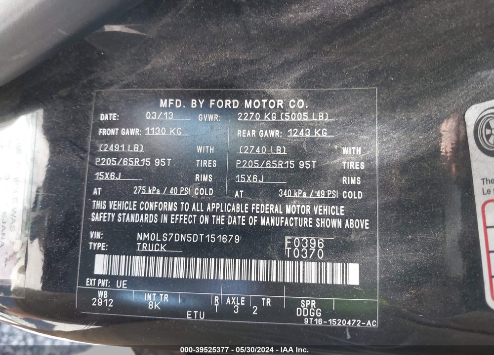 2013 FORD TRANSIT CONNECT XLT VIN: NM0LS7DN5DT151679