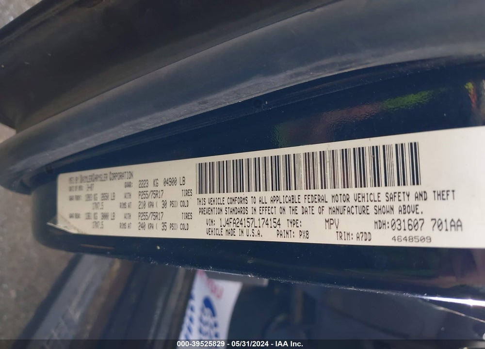 2007 JEEP WRANGLER X VIN: 1J4FA24157L174154