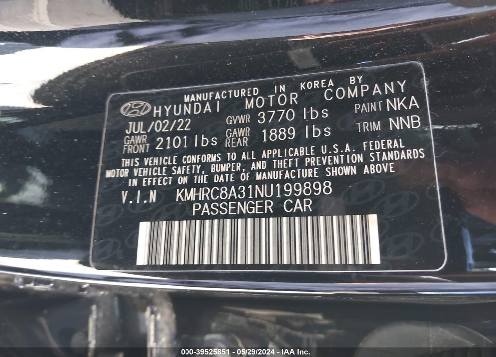 2022 HYUNDAI VENUE SEL VIN: KMHRC8A31NU199898