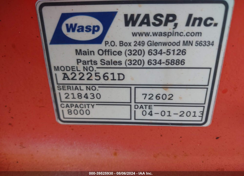 2013 WASPX A222561D VIN: 00000000000218430