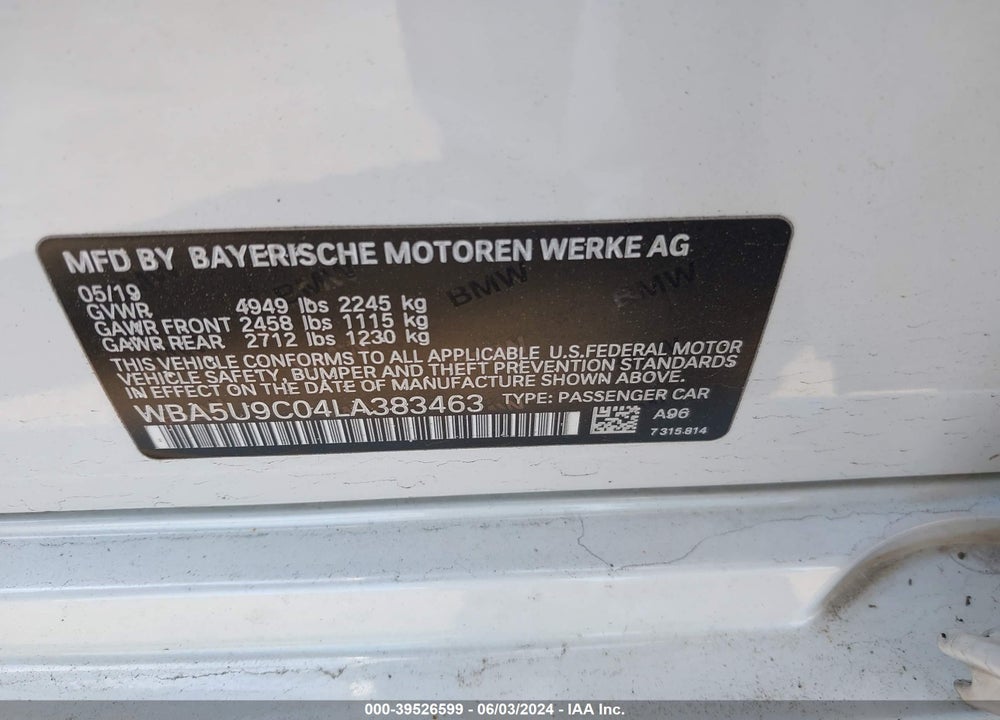 2020 BMW 3 SERIES M340I XDRIVE VIN: WBA5U9C04LA383463