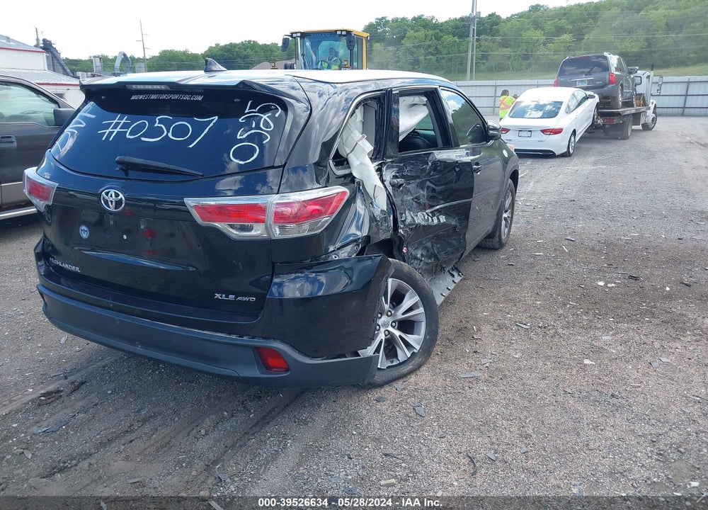 2014 TOYOTA HIGHLANDER XLE V6 VIN: 5TDJKRFHXES010507