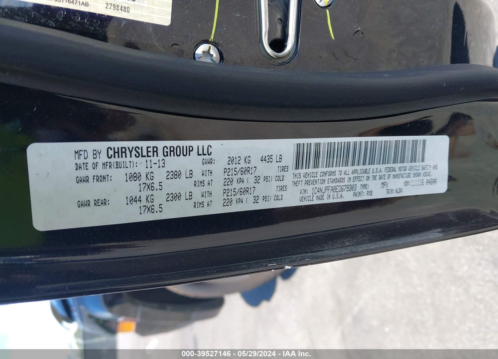 2014 JEEP PATRIOT HIGH ALTITUDE VIN: 1C4NJPFA8ED679303