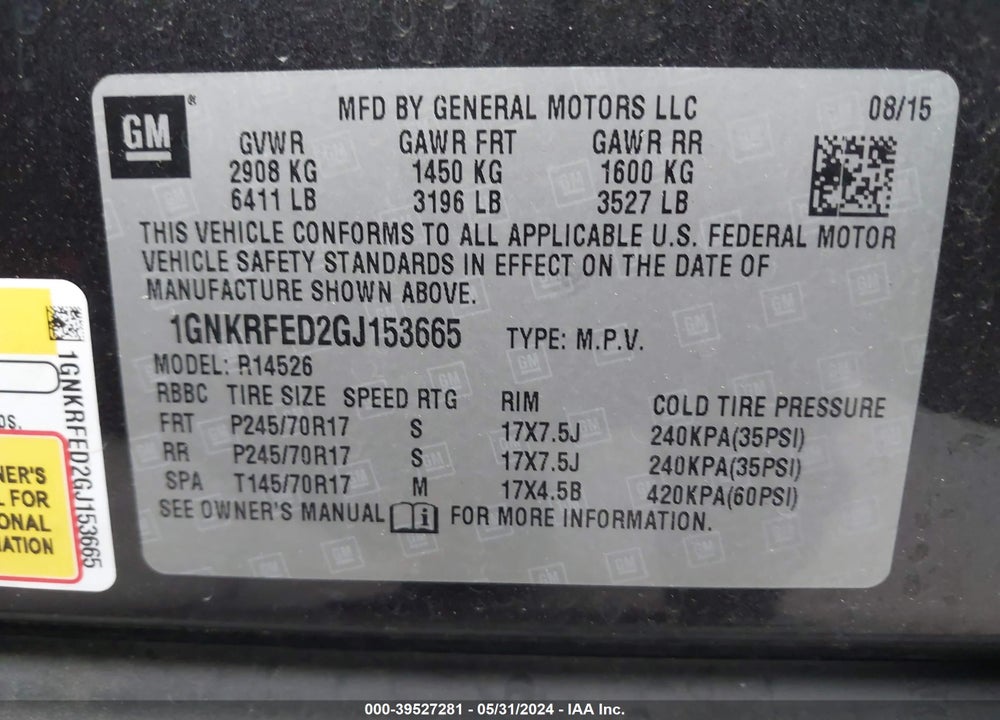 2016 CHEVROLET TRAVERSE LS VIN: 1GNKRFED2GJ153665