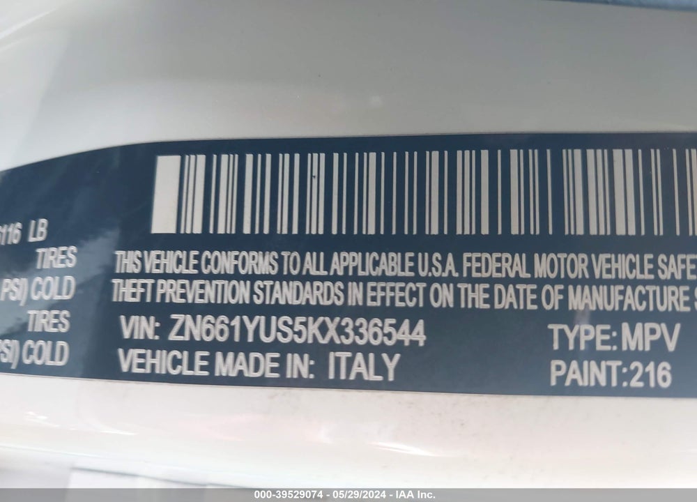 2019 MASERATI LEVANTE S GRANSPORT VIN: ZN661YUS5KX336544