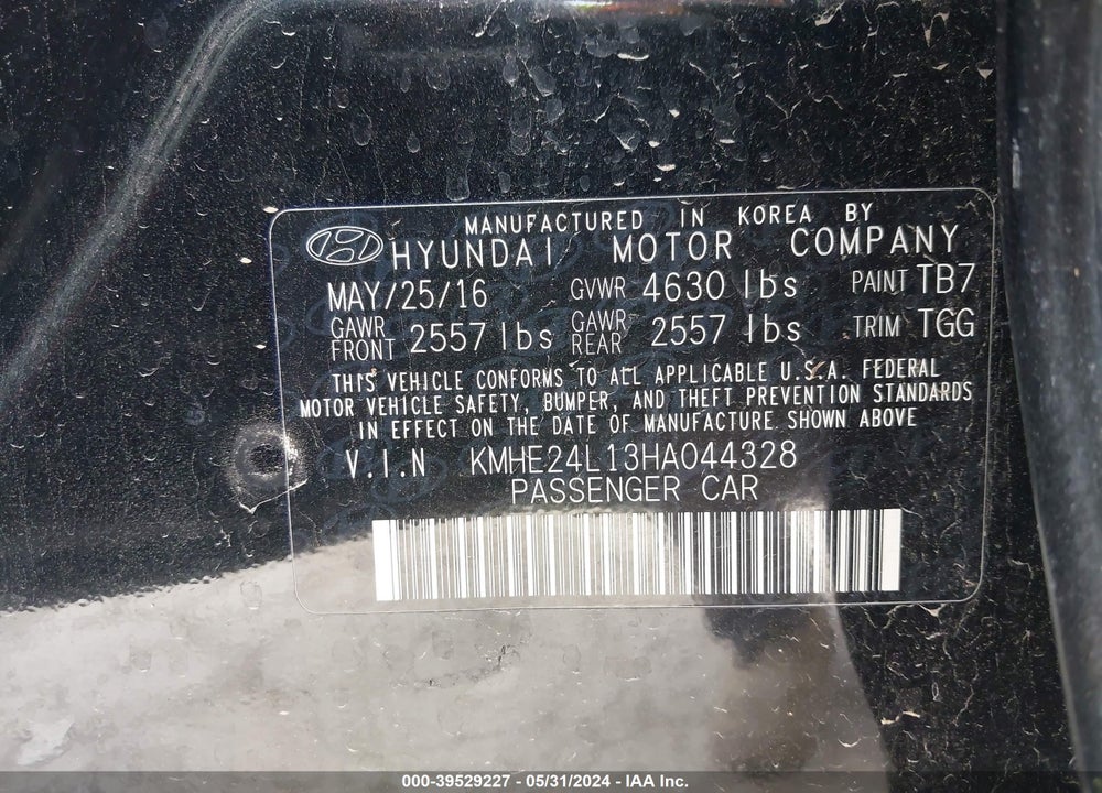 2017 HYUNDAI SONATA HYBRID SE VIN: KMHE24L13HA044328