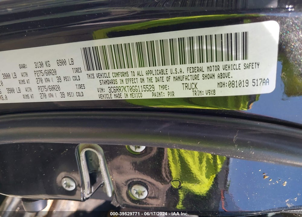 2016 RAM 1500 EXPRESS VIN: 3C6RR7KT0GG115529