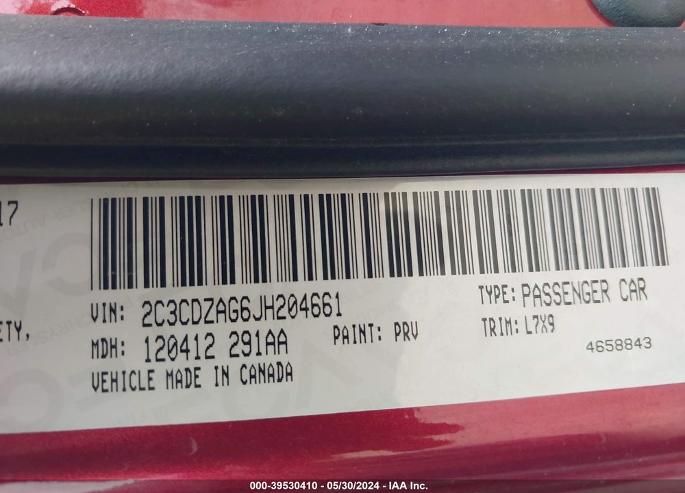 2018 DODGE CHALLENGER SXT VIN: 2C3CDZAG6JH204661