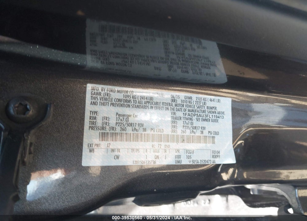 2015 FORD C-MAX HYBRID SE VIN: 1FADP5AU3FL119413