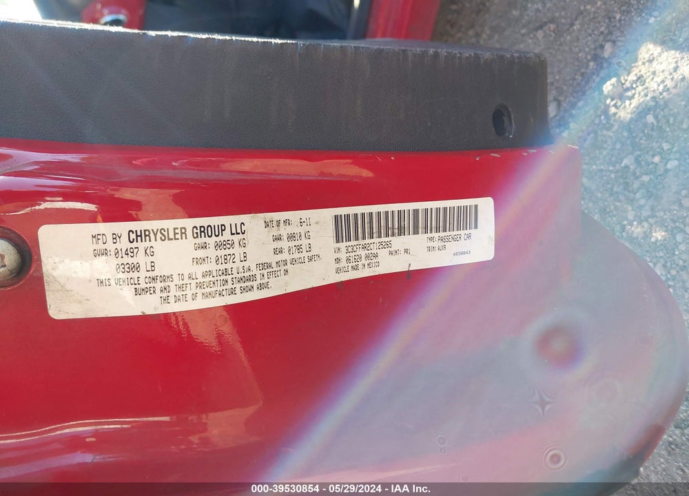 2012 FIAT 500 POP VIN: 3C3CFFAR2CT125265