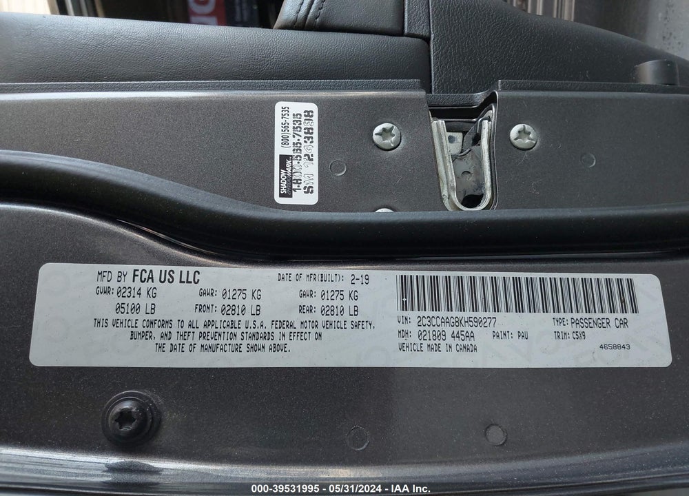 2019 CHRYSLER 300 VIN: 2C3CCAAG8KH590277