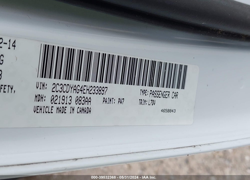 2014 DODGE CHALLENGER VIN: 2C3CDYAG4EH233897