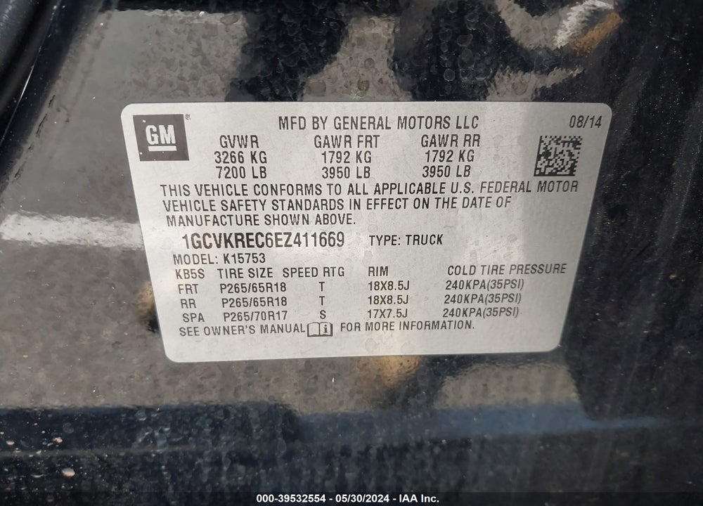 2014 CHEVROLET SILVERADO 1500 1LT VIN: 1GCVKREC6EZ411669