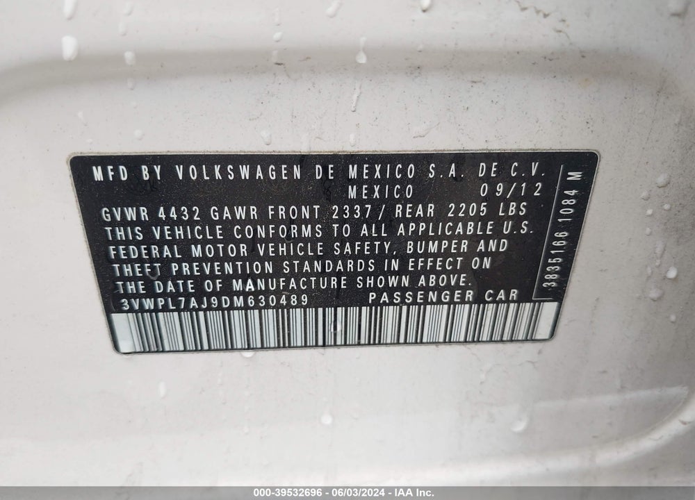 2013 VOLKSWAGEN JETTA SPORTWAGEN 2.0L TDI VIN: 3VWPL7AJ9DM630489