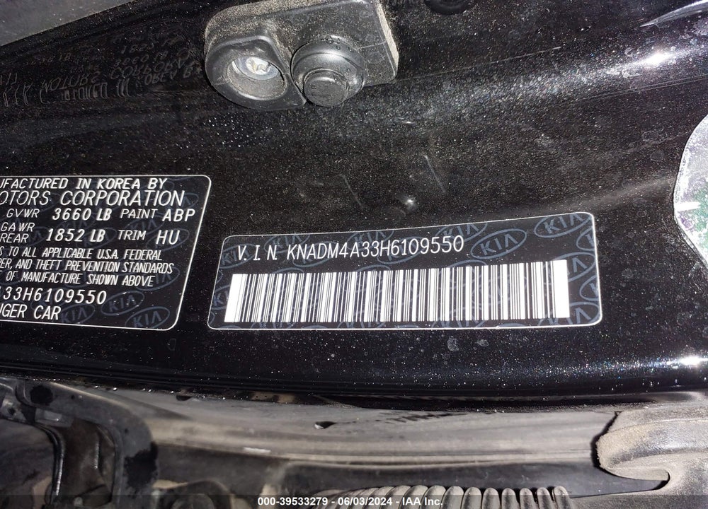 2017 KIA RIO LX VIN: KNADM4A33H6109550