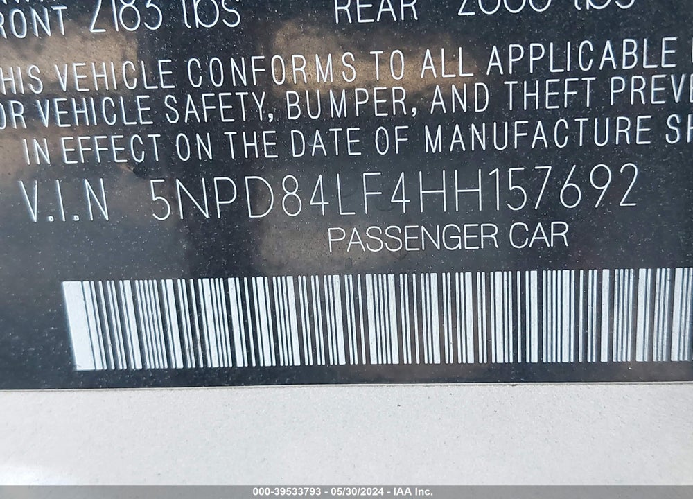 2017 HYUNDAI ELANTRA VALUE EDITION VIN: 5NPD84LF4HH157692