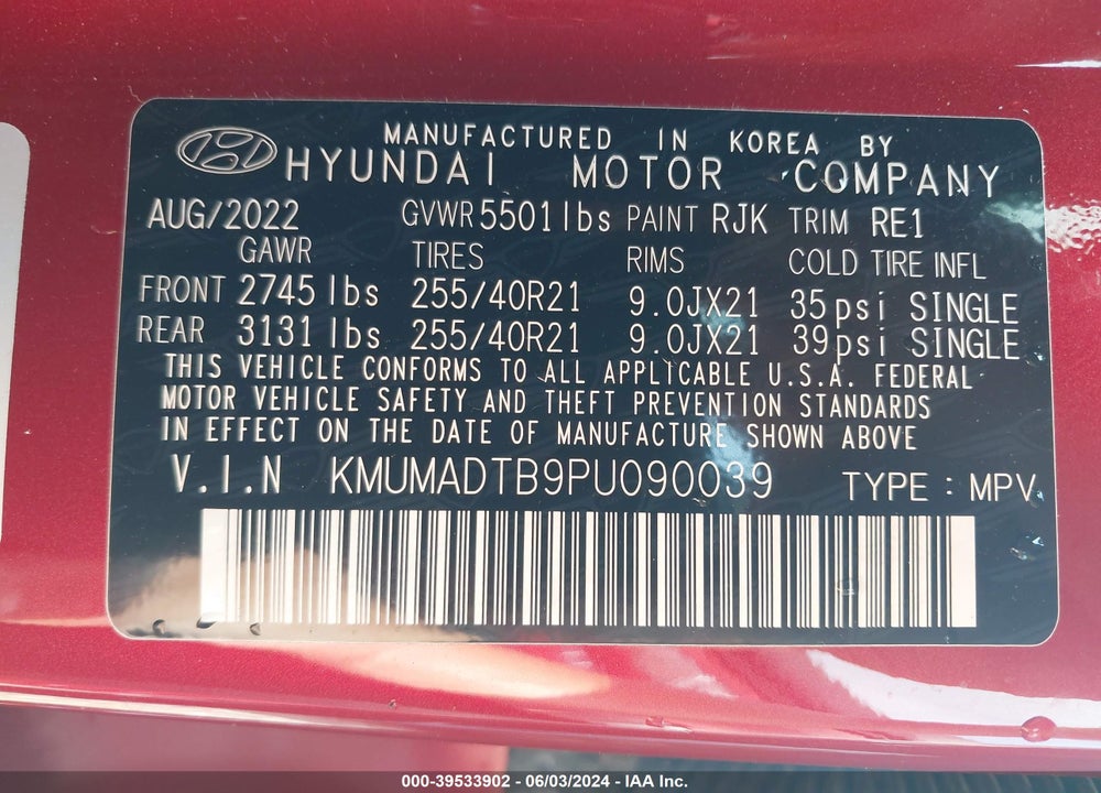 2023 GENESIS GV70 2.5T AWD VIN: KMUMADTB9PU090039