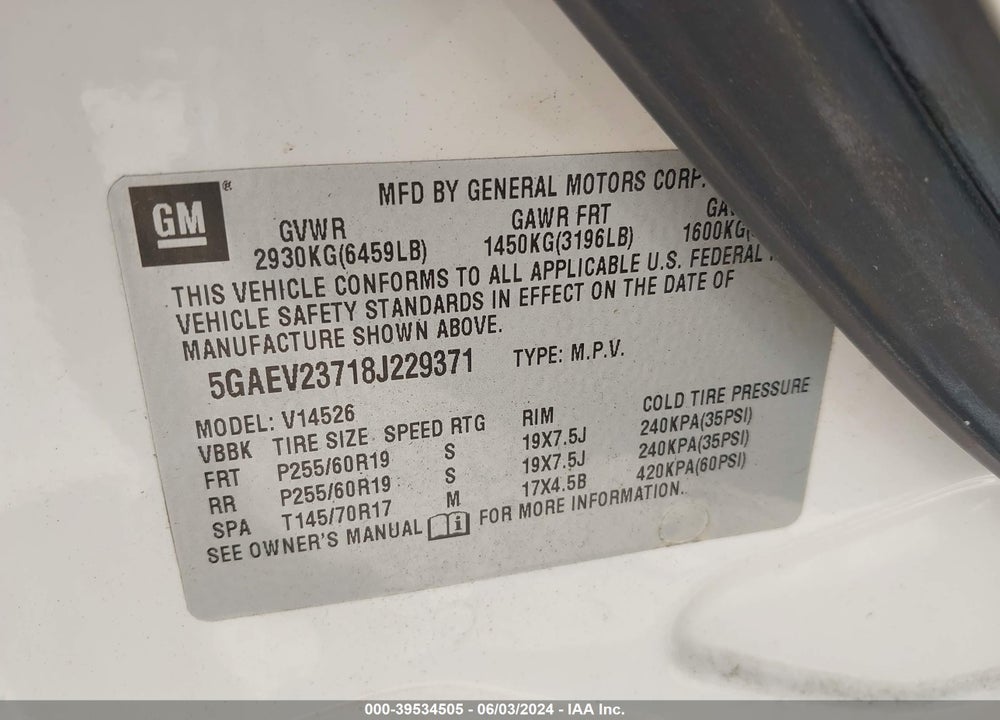 2008 BUICK ENCLAVE CXL VIN: 5GAEV23718J229371