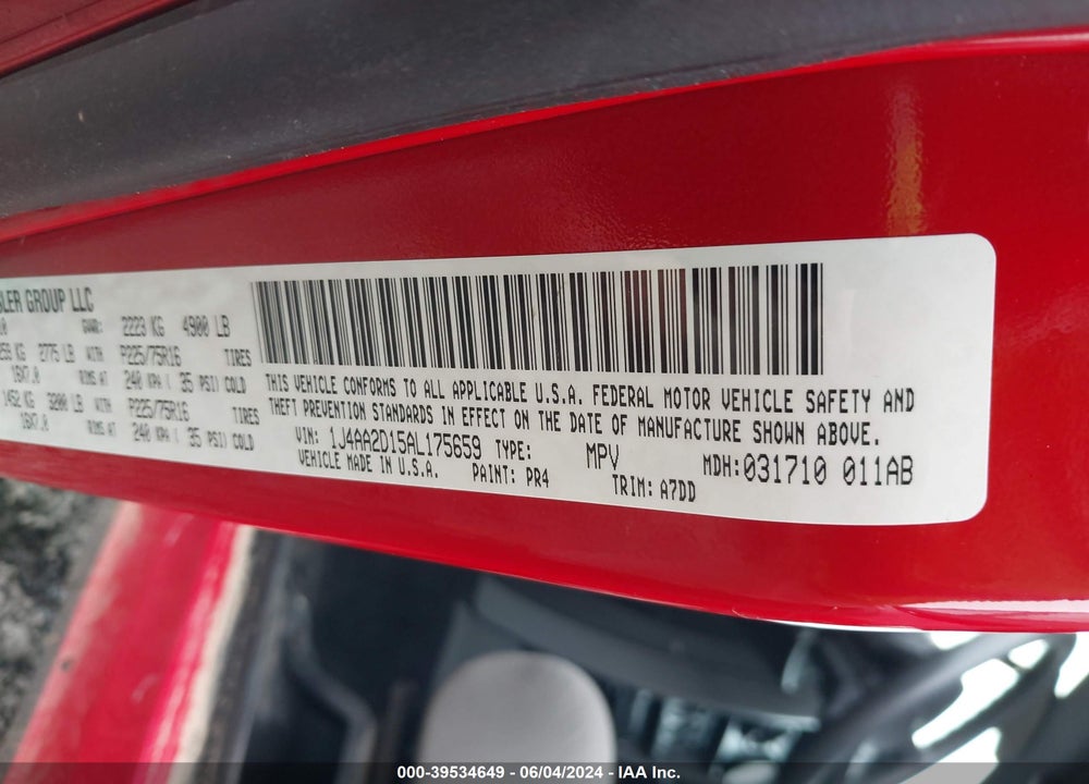 2010 JEEP WRANGLER SPORT VIN: 1J4AA2D15AL175659