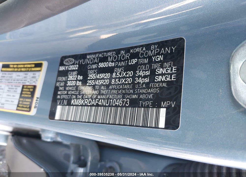 2022 HYUNDAI IONIQ 5 LIMITED VIN: KM8KRDAF4NU104673