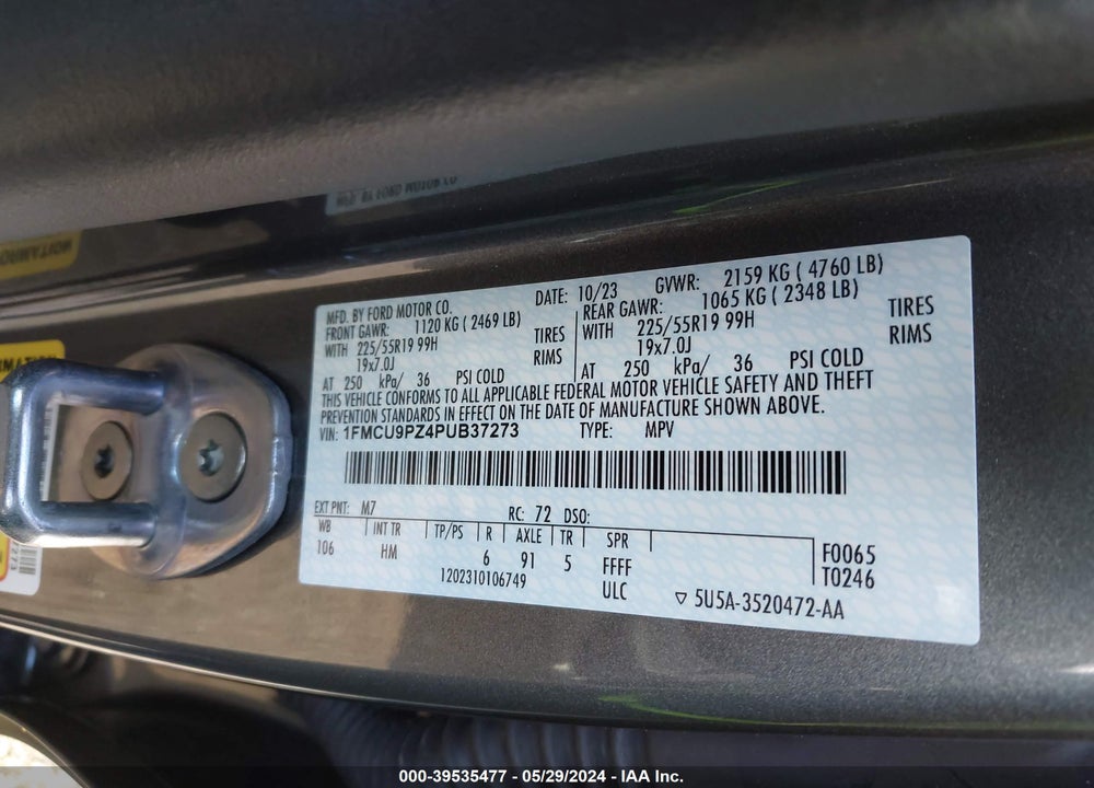 2023 FORD ESCAPE ST-LINE ELITE VIN: 1FMCU9PZ4PUB37273