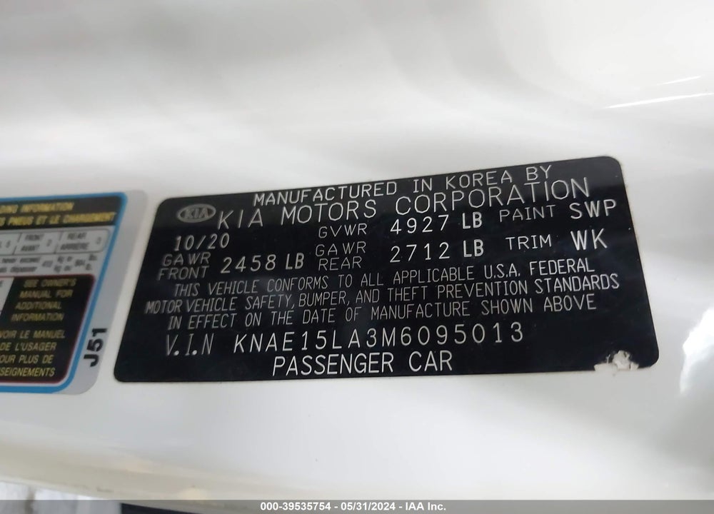 2021 KIA STINGER GT LINE VIN: KNAE15LA3M6095013