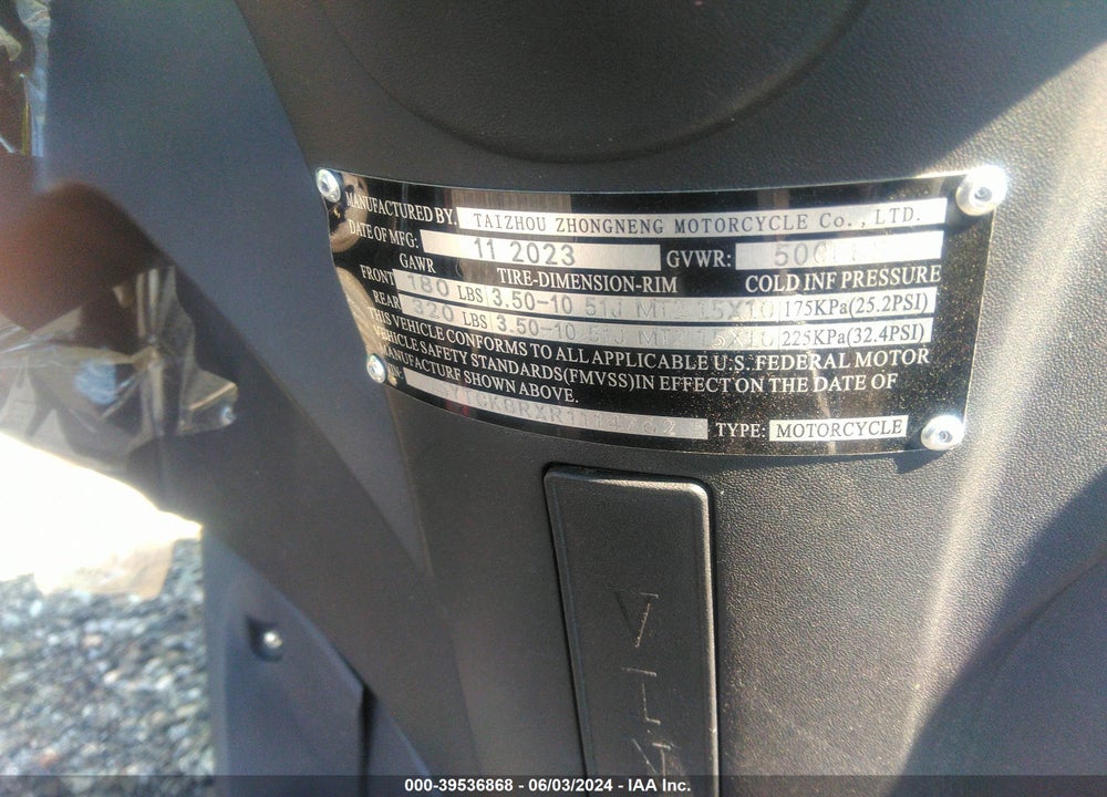 2023 TAIZHOU SCOTTER VIN: L5YTCKBRXR1114762