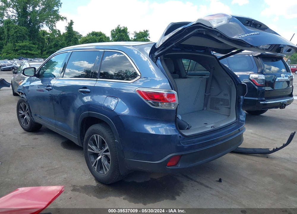 2016 TOYOTA HIGHLANDER XLE V6 VIN: 5TDJKRFH4GS284286