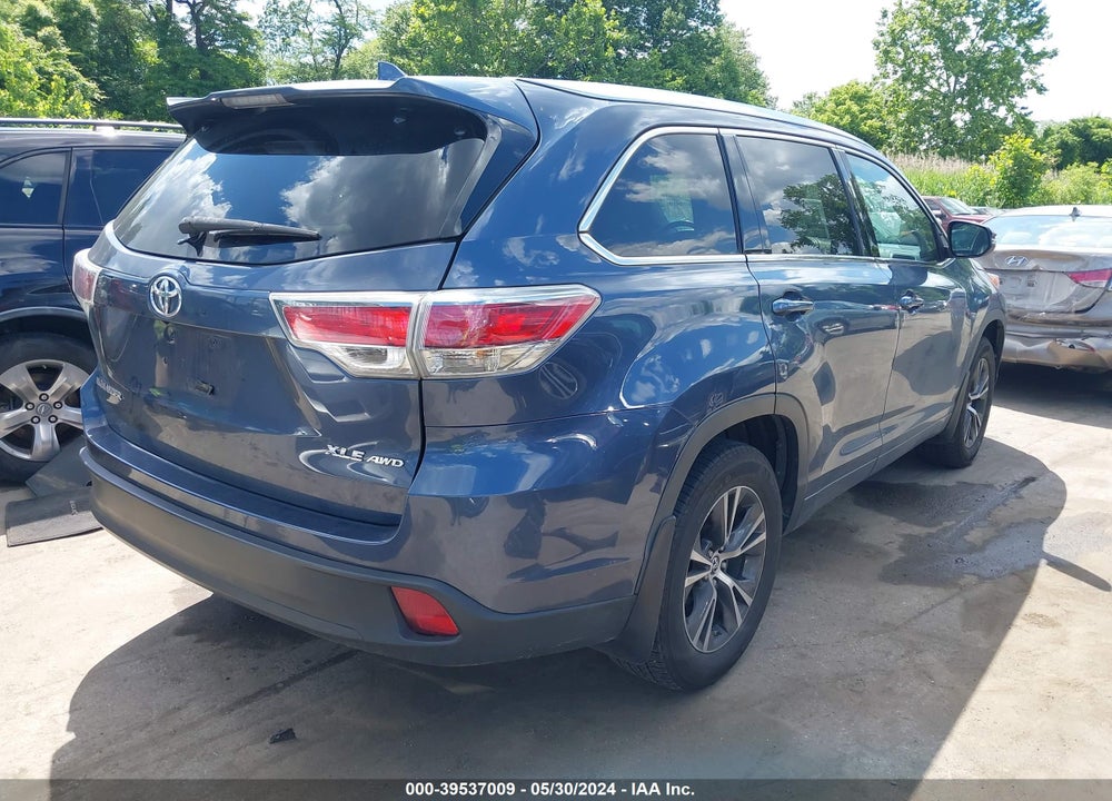 2016 TOYOTA HIGHLANDER XLE V6 VIN: 5TDJKRFH4GS284286