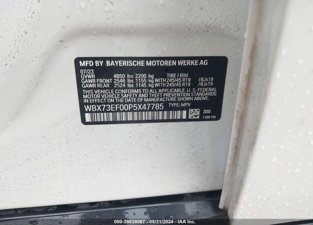 2023 BMW X1 XDRIVE28I VIN: WBX73EF00P5X47785