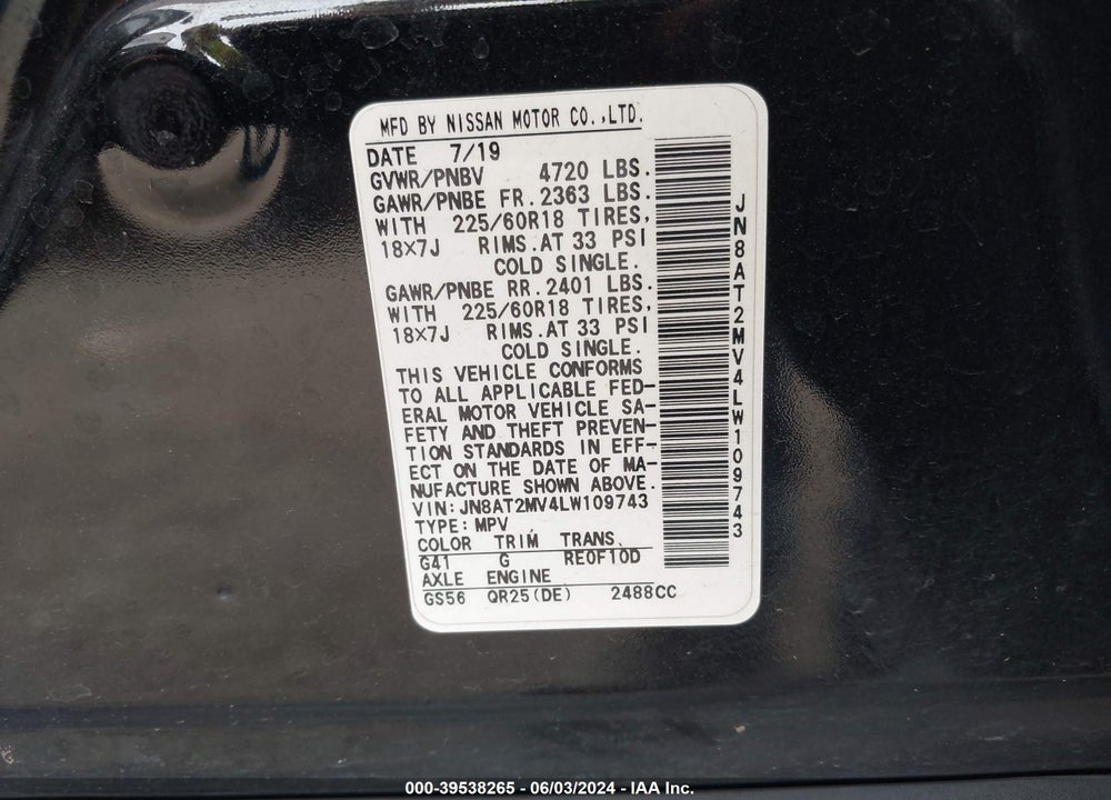 2020 NISSAN ROGUE SV INTELLIGENT AWD VIN: JN8AT2MV4LW109743