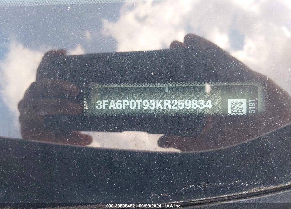 2019 FORD FUSION SE VIN: 3FA6P0T93KR259834