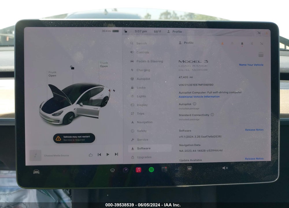 2021 TESLA MODEL 3 LONG RANGE DUAL MOTOR ALL-WHEEL DRIVE VIN: 5YJ3E1EB7MF099180