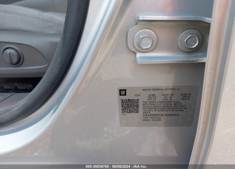 2020 CHEVROLET MALIBU VIN: 1G1ZD5ST5LF055313
