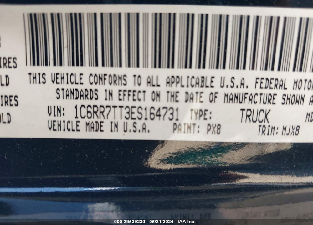 2014 RAM 1500 OUTDOORSMAN VIN: 1C6RR7TT3ES164731