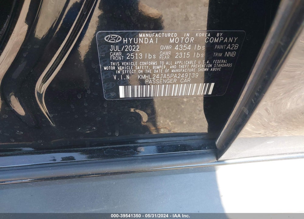 2023 HYUNDAI SONATA VIN: KMHL24JA5PA249139