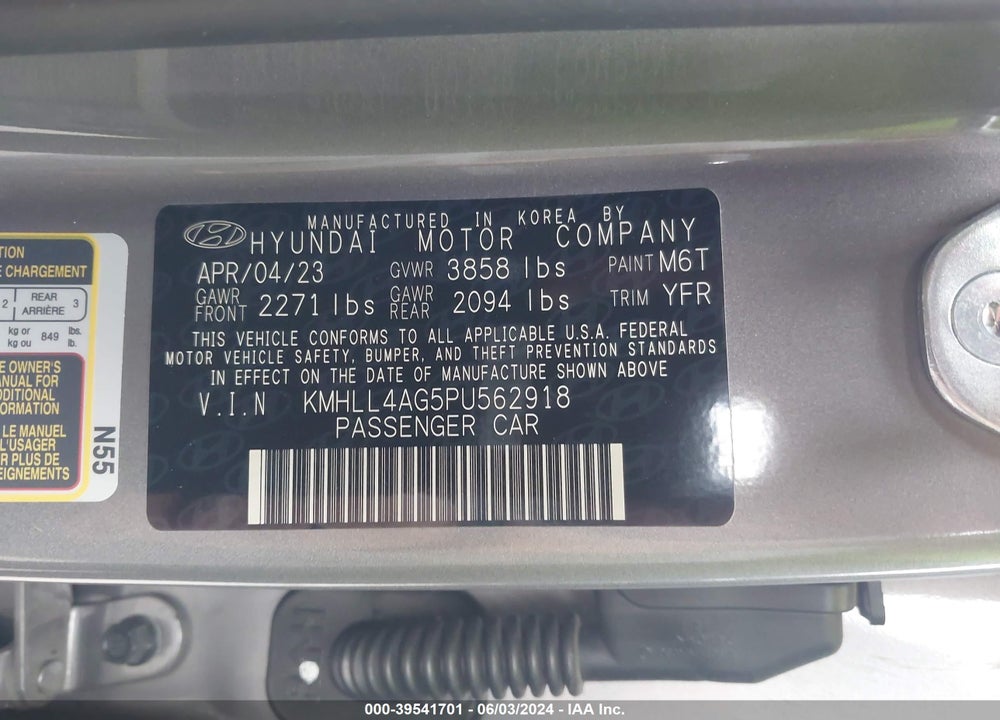 2023 HYUNDAI ELANTRA SE VIN: KMHLL4AG5PU562918