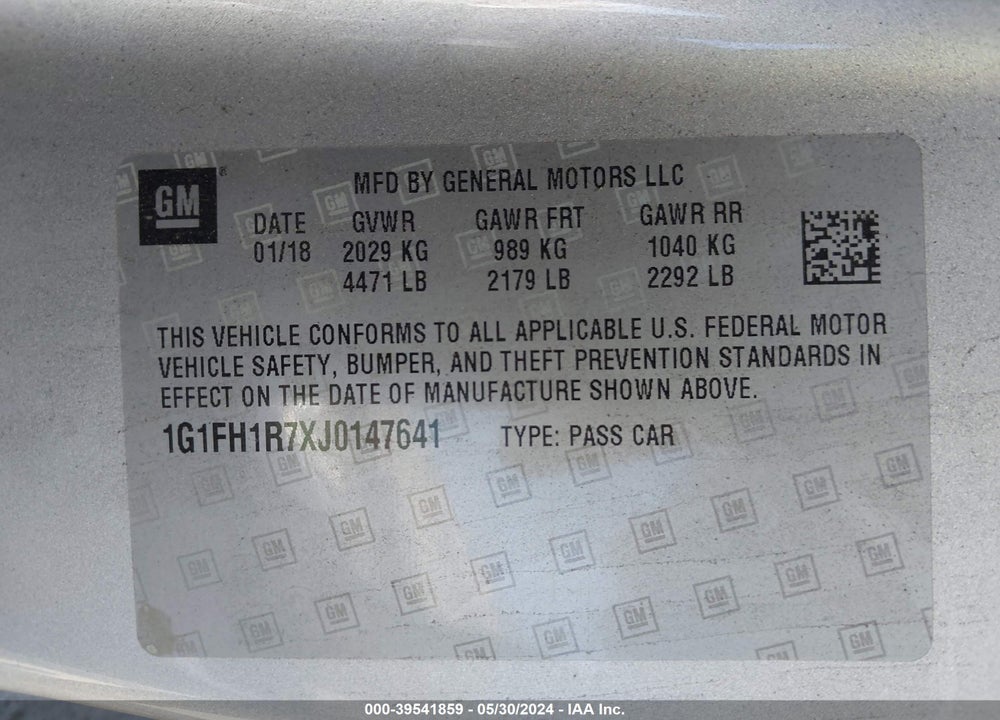 2018 CHEVROLET CAMARO 2SS VIN: 1G1FH1R7XJ0147641